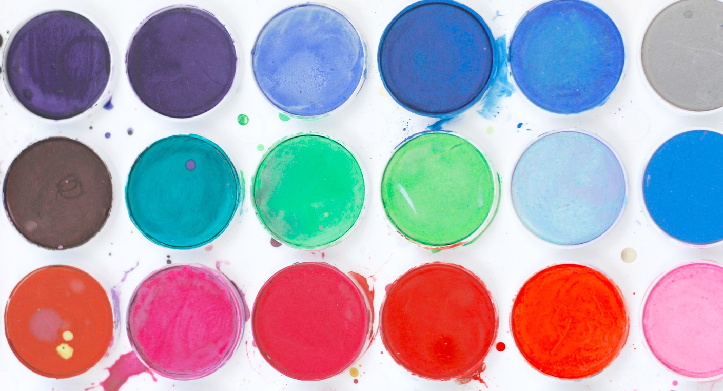 Close Up of Watercolor Paint Palette